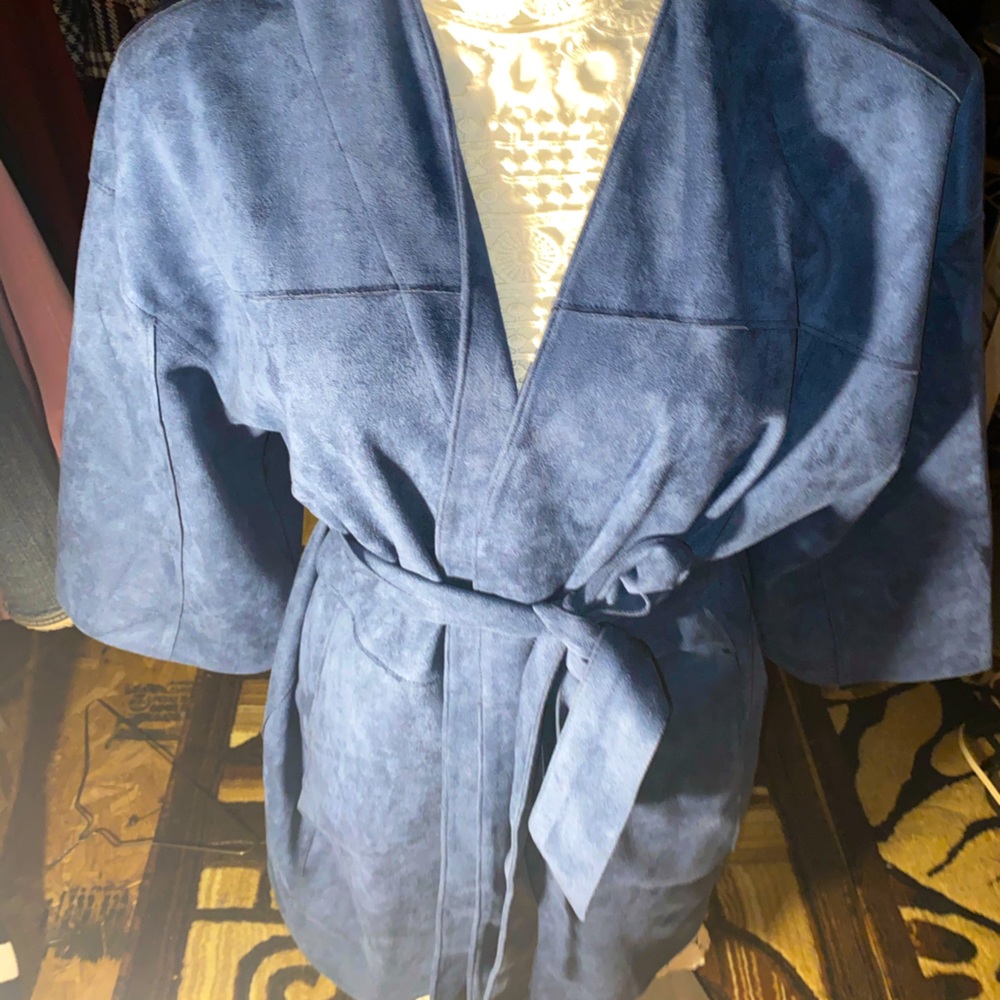 Chico’s Blue suede belted jacket  NWT